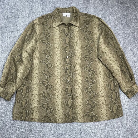 Saks 5th Avenue Real Clothes Top Womens 2X Salon Z Italian Fabric Reptile Print - Picture 1 of 7